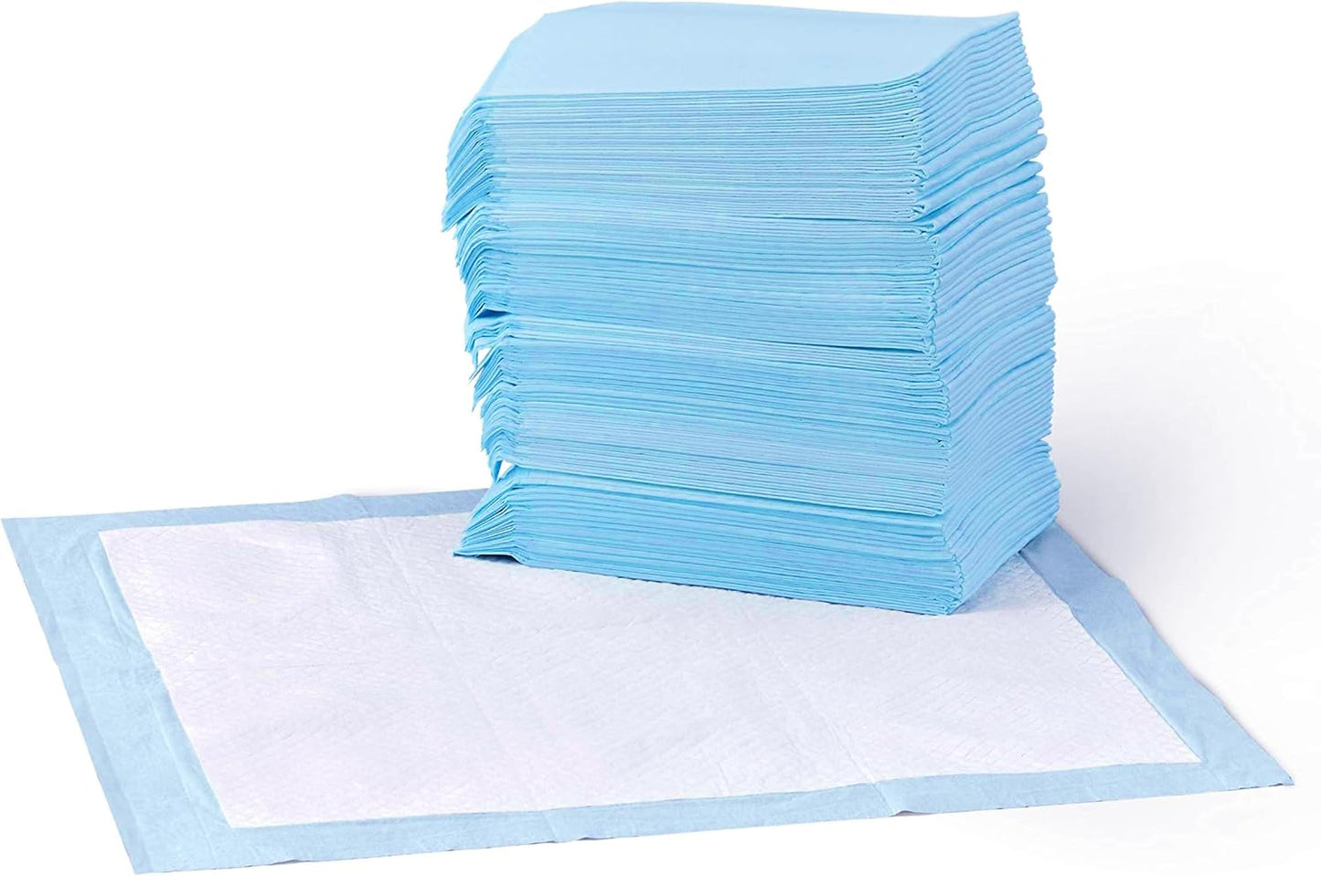 Amazon Basics Trainingspads Für Hunde Und Welpen, Auslaufsicheres 5-Lagiges Design Mit Schnell Trocknender Oberfläche, Normale Größe, 50 Stück, Blau